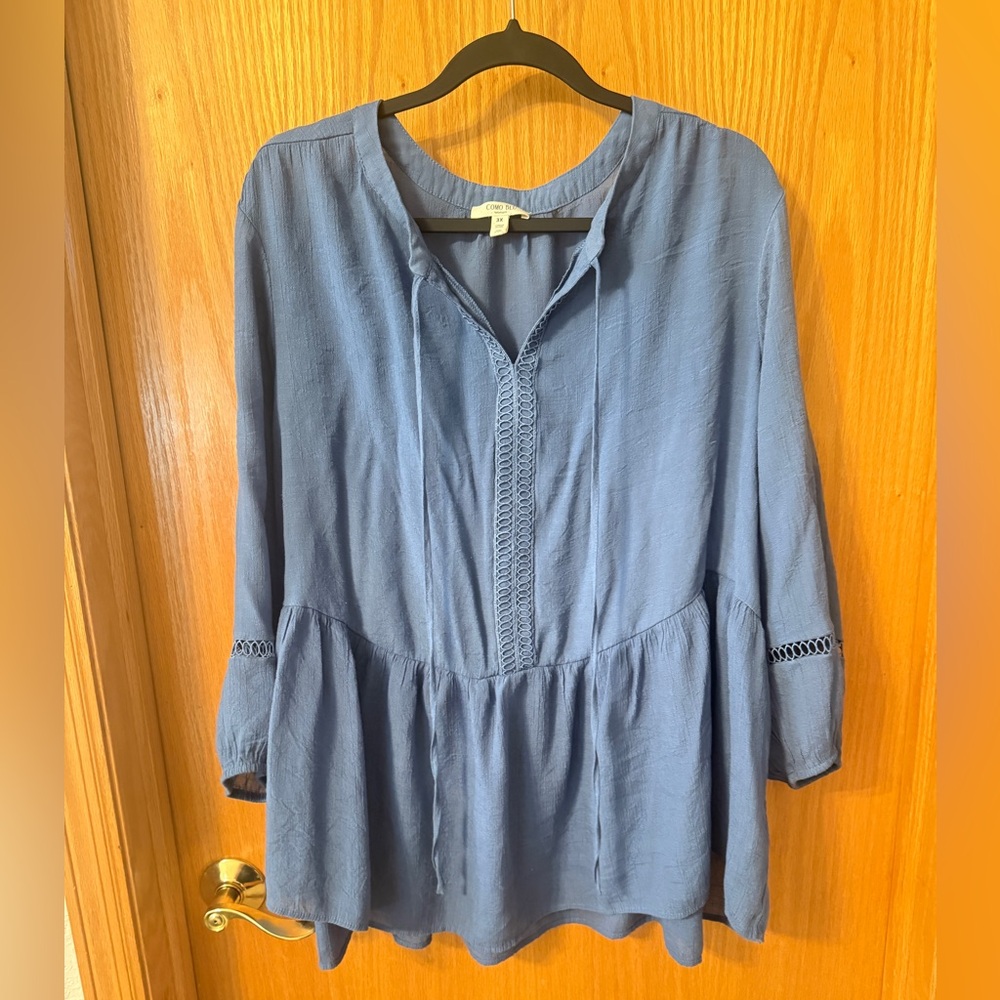 Como Blu Flowy Peplum Blouse